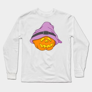 Slouchy Hat Halloween Pumpkin Pink Version Long Sleeve T-Shirt